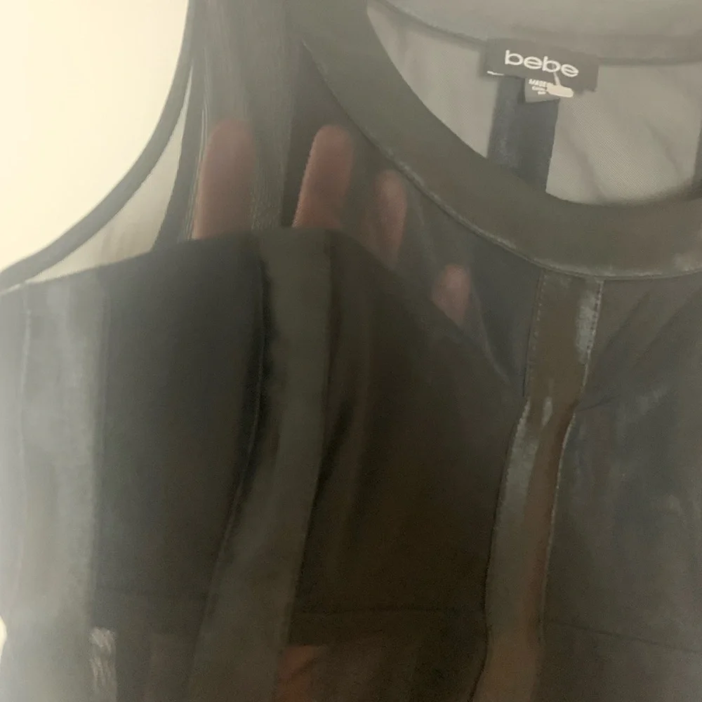 Bebe Mesh Satin Corset Top Black Medium - Picture 9 of 16